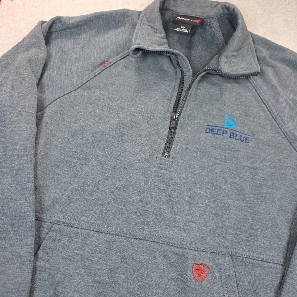 Ariat FR Sweater Mens S Gray Primo Fleece 2.0 1/4 Zip Workwear Kangaroo Pocket